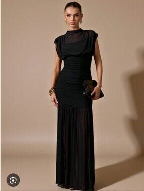 Zara Draped Midi Dress Black